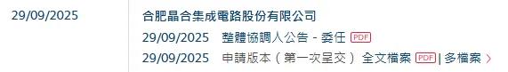 佰维存储、晶合集成等2家香港上市备案补充 (截至1205)